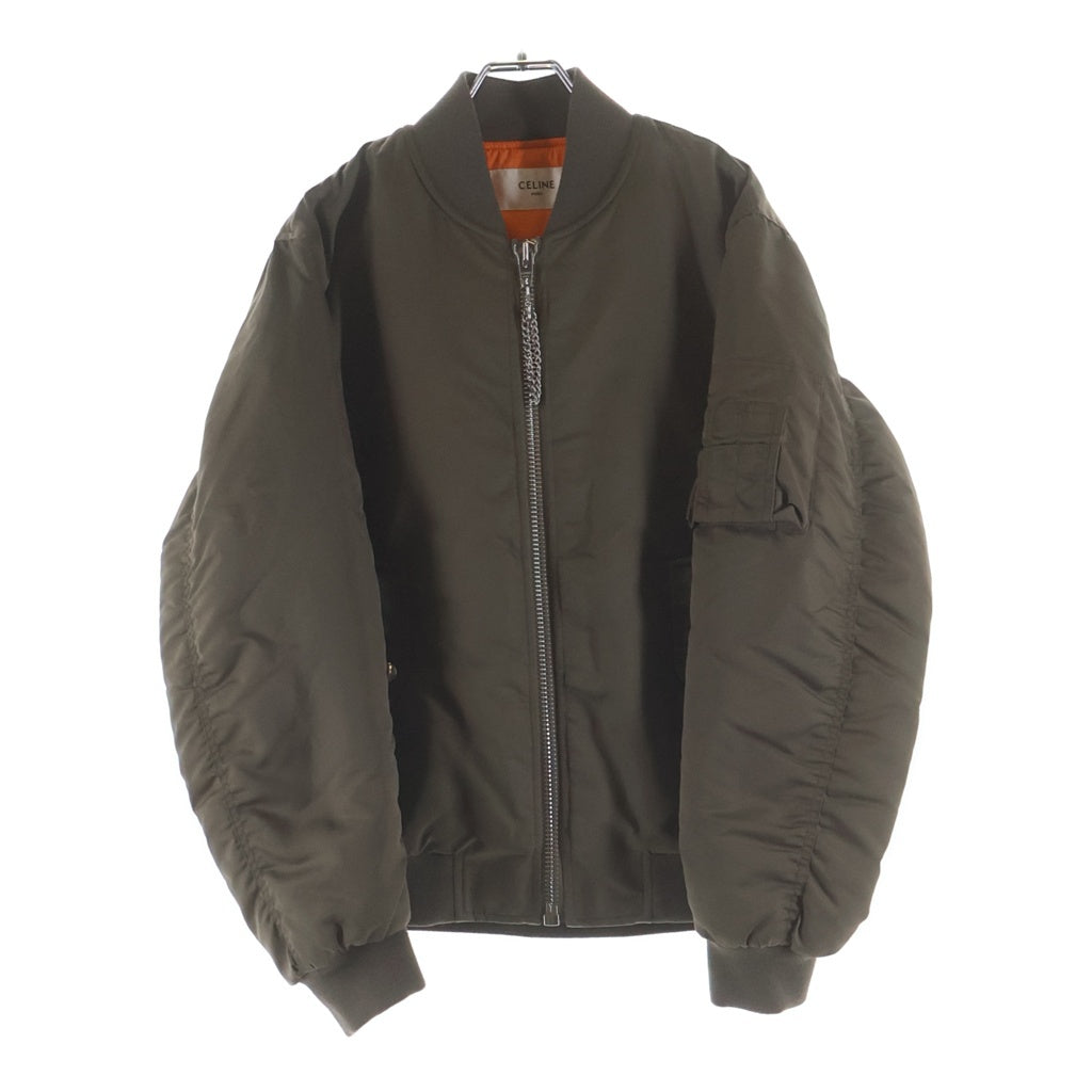 CELINE(セリーヌ) 23AW LOGO BOMBER JACKET ロゴプリントボンバージャケット MA-1 カーキ 2W426396E