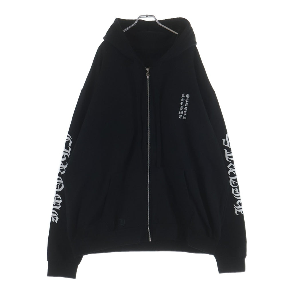 CHROME HEARTS(クロムハーツ) SWTSHRT HD ZIP アームロゴプリントジップアップパーカー ブラック