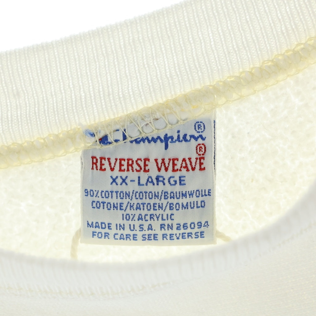 CHAMPION(チャンピオン) 90s REVERSE WEAVE トリコ刺繍 リバースウィーブ 長袖スウェットトレーナー ホワイト