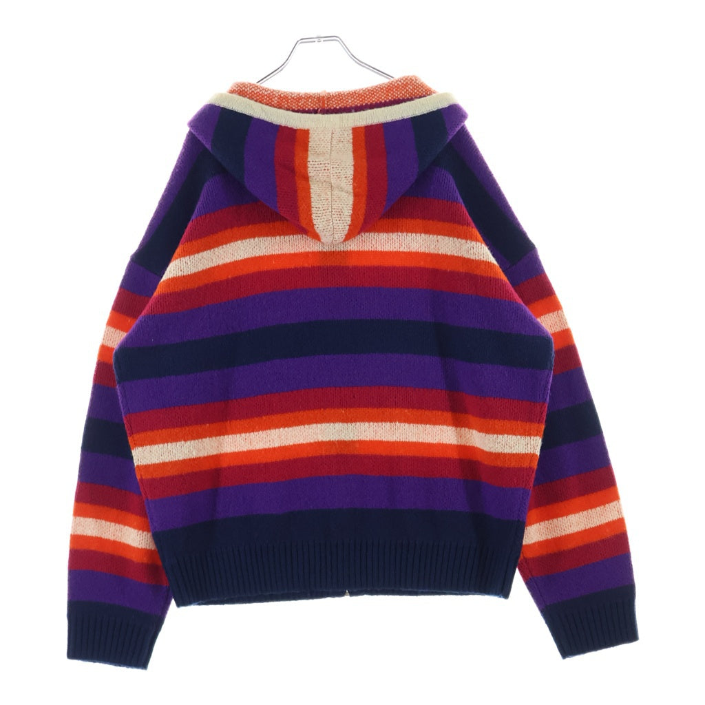 BLUEMARBLE(ブルーマーブル) LOGO PATCH STRIPED ZIPUP KNIT SWEATER ロゴパッチ ジップアップ ニットセーター マルチカラー
