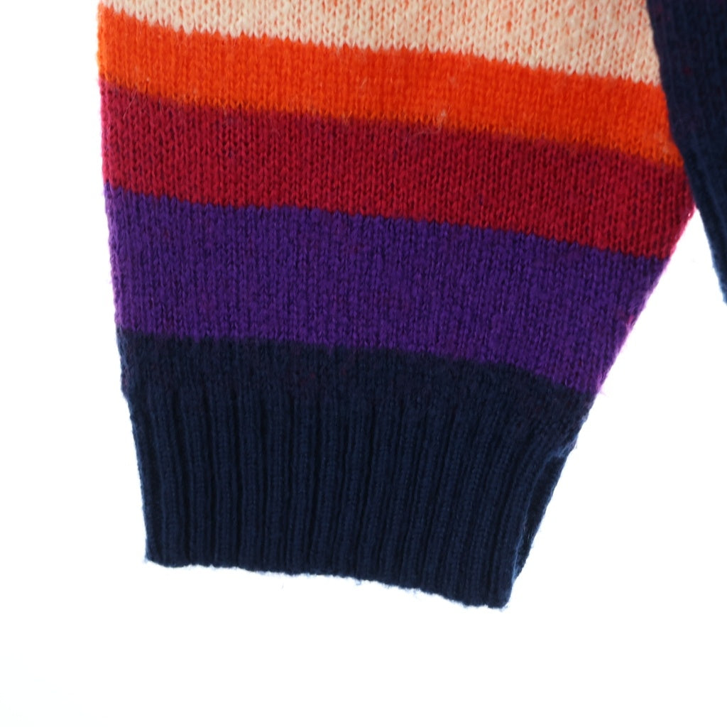 BLUEMARBLE(ブルーマーブル) LOGO PATCH STRIPED ZIPUP KNIT SWEATER ロゴパッチ ジップアップ ニットセーター マルチカラー