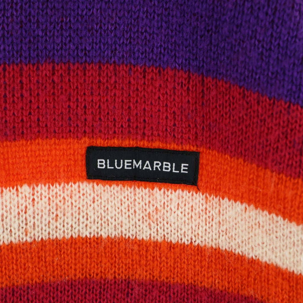 BLUEMARBLE(ブルーマーブル) LOGO PATCH STRIPED ZIPUP KNIT SWEATER ロゴパッチ ジップアップ ニットセーター マルチカラー