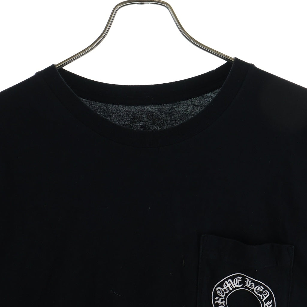 CHROME HEARTS(クロムハーツ) BACK HORSESHOE PRINT LS TEE バックホースシュー 袖フローラル プリント ロングスリーブ 長袖Tシャツ カットソー ブラック