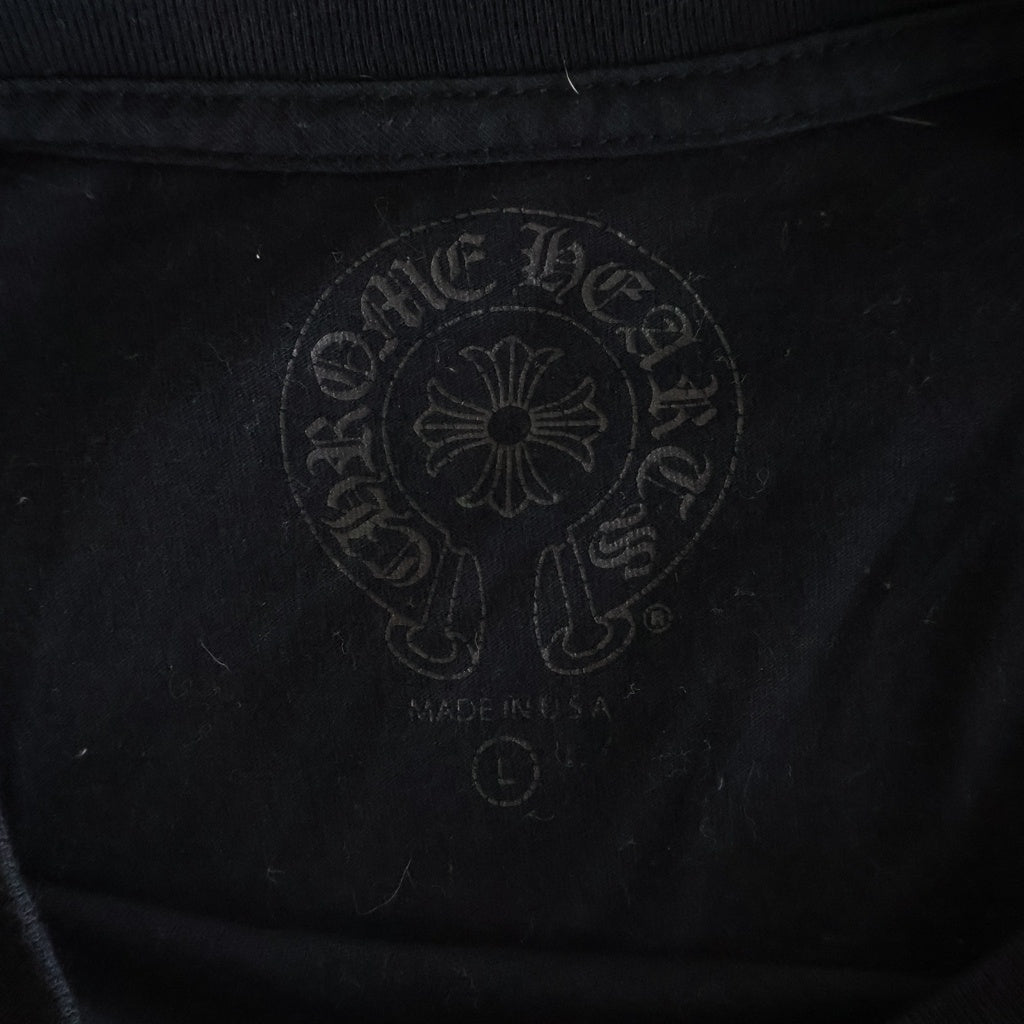 CHROME HEARTS(クロムハーツ) BACK HORSESHOE PRINT LS TEE バックホースシュー 袖フローラル プリント ロングスリーブ 長袖Tシャツ カットソー ブラック