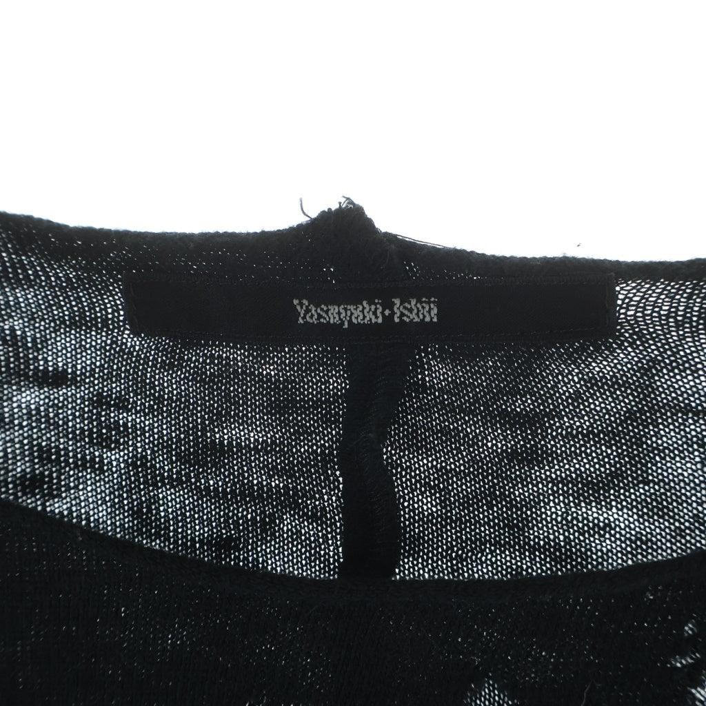 Yasuyuki Ishii(ヤスユキイシイ) Long Sleeve Cotton ダメージ加工 ロングスリーブ 長袖Tシャツ カットソー ブラック
