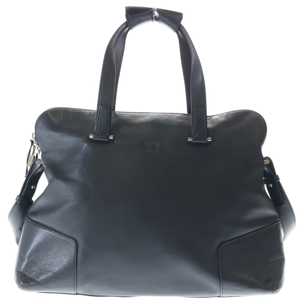 LOEWE(ロエベ) Leather Hand Bag 2WAY アナグラム レザーボストン ハンド ショルダーバッグ ブラック レディース