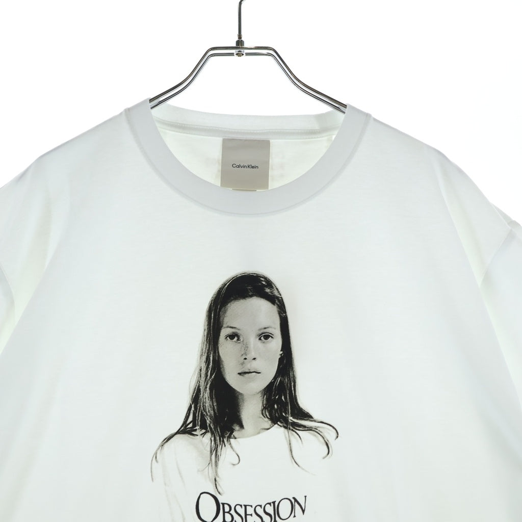 Calvin Klein(カルバンクライン) Kate Moss Graphic Tee ユニセックス クラシック 半袖Tシャツ カットソー ホワイト 40498WS