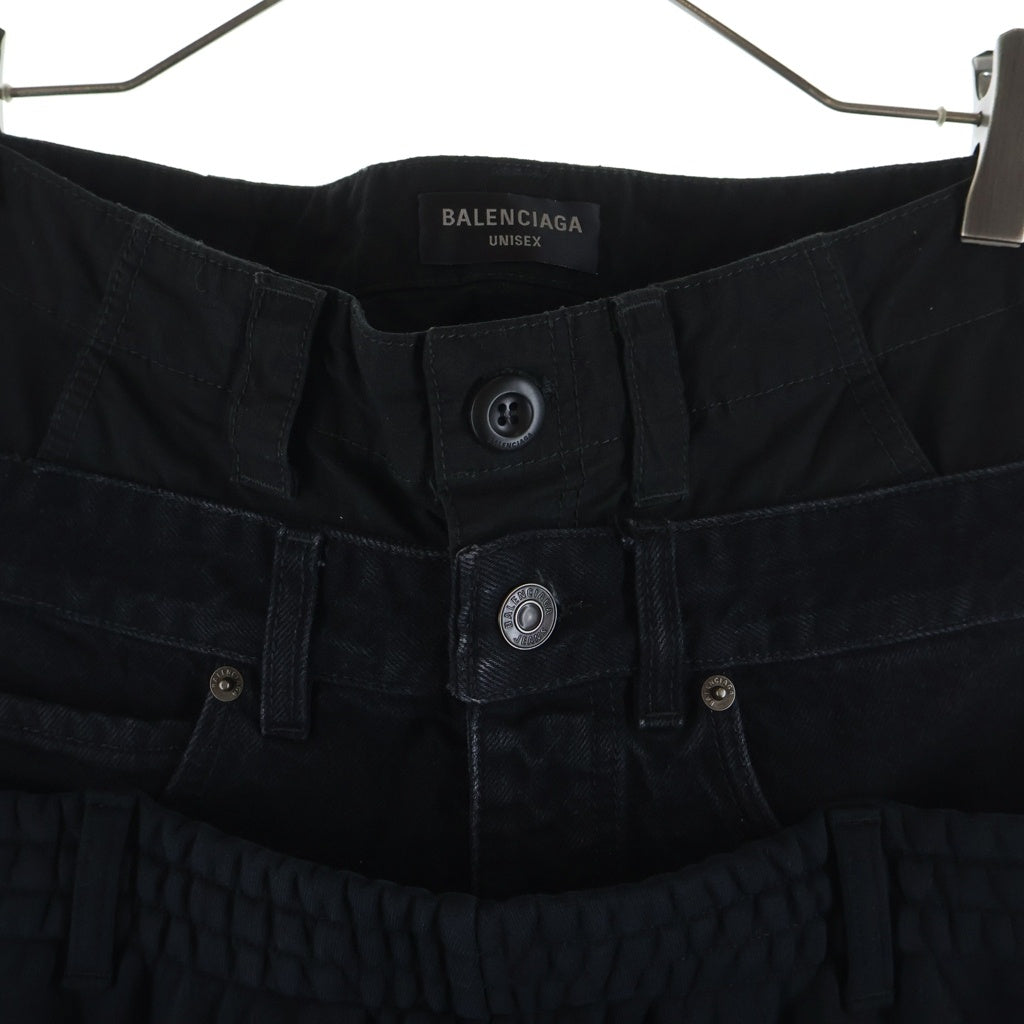 BALENCIAGA(バレンシアガ) 24AW Denim Layered Sweatpants デニムレイヤード ワイドスウェットパンツ ブラック 808816 TNVI7
