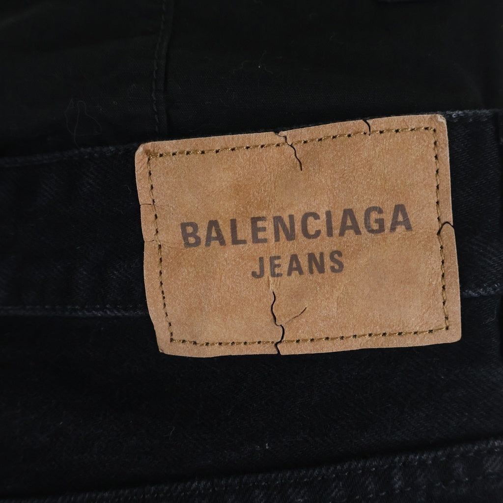 BALENCIAGA(バレンシアガ) 24AW Denim Layered Sweatpants デニムレイヤード ワイドスウェットパンツ ブラック 808816 TNVI7