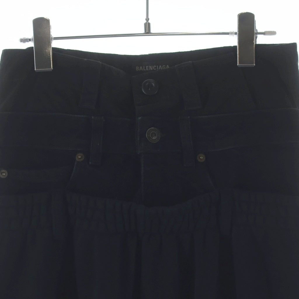 BALENCIAGA(バレンシアガ) 24AW Denim Layered Sweatpants デニムレイヤード ワイドスウェットパンツ ブラック 808816 TNVI7