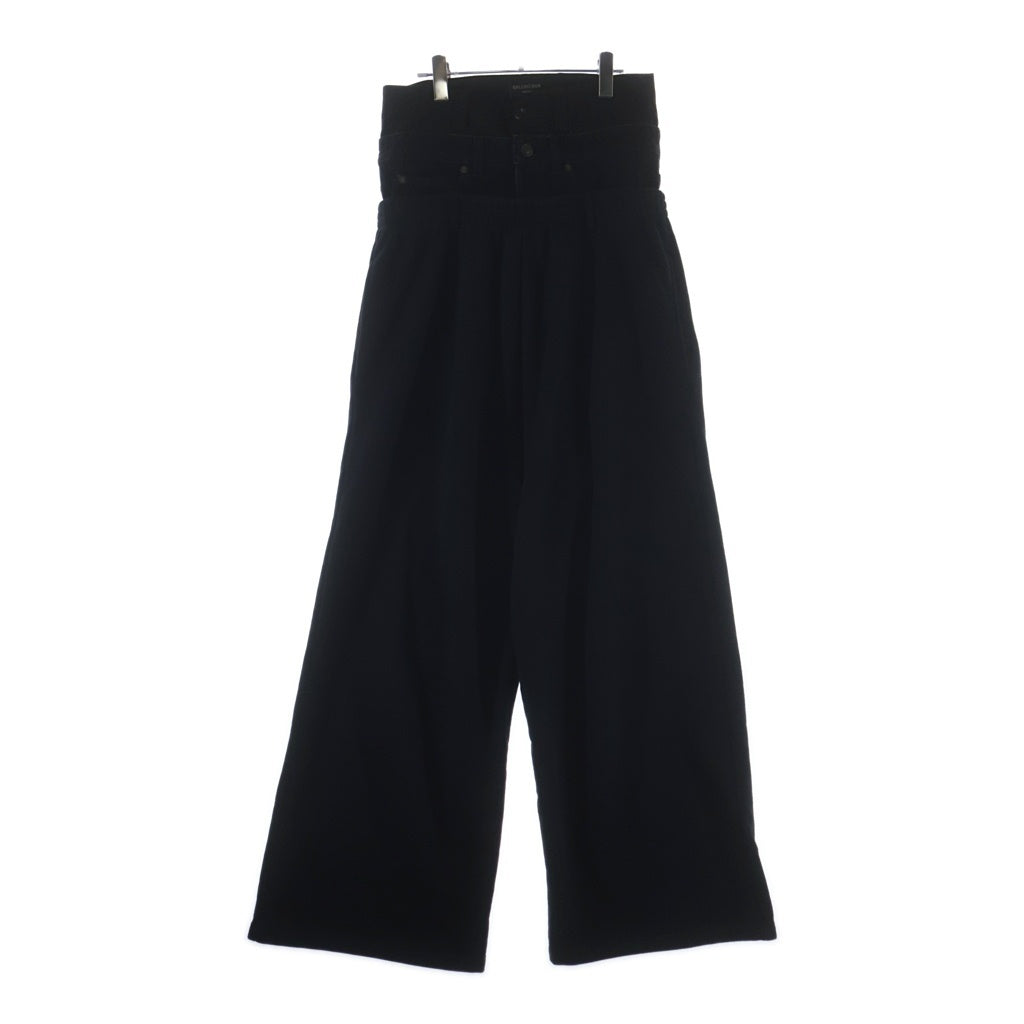 BALENCIAGA(バレンシアガ) 24AW Denim Layered Sweatpants デニムレイヤード ワイドスウェットパンツ ブラック 808816 TNVI7
