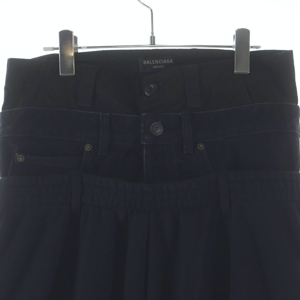 BALENCIAGA(バレンシアガ) 24AW Denim Layered Sweatpants デニムレイヤード ワイドスウェットパンツ ブラック 808816 TNVI7