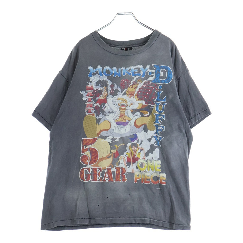 SAINT MICHAEL(セントマイケル) 23AW ×ONE PEACE OP SS TEE LUFFY ワンピース ダメージ加工 半袖Tシャツ グレー SM-A23-0000-027