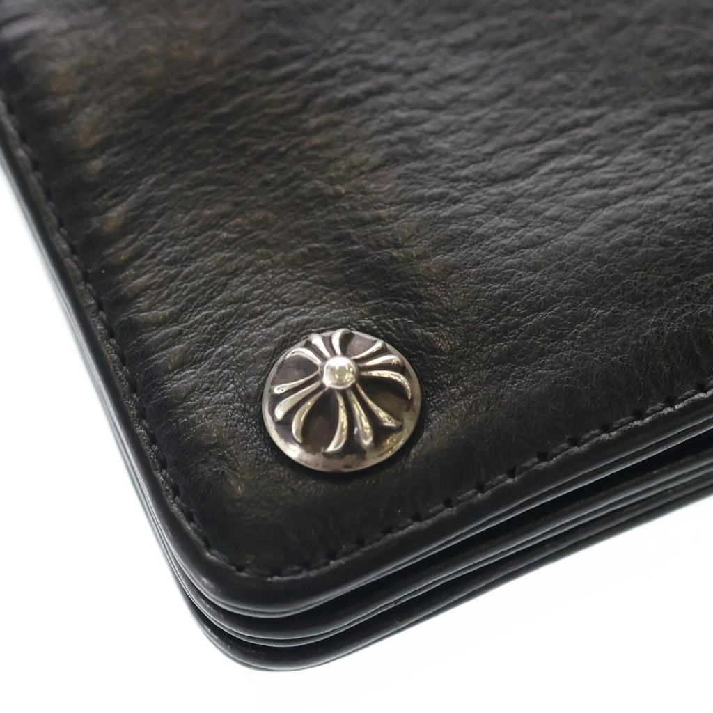 CHROME HEARTS(クロムハーツ) 2ZIP 2ジップ クロスボールボタンレザーウォレット 財布 ブラック BCA363