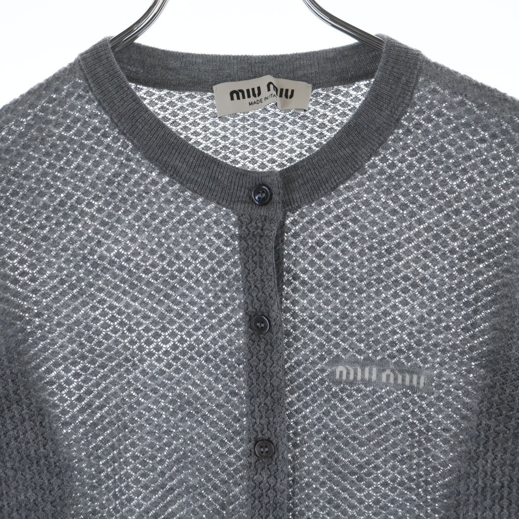 miumiu(ミュウミュウ) 25SS knit Cardigan カシミヤニットカーディガン 長袖 グレー レディース
