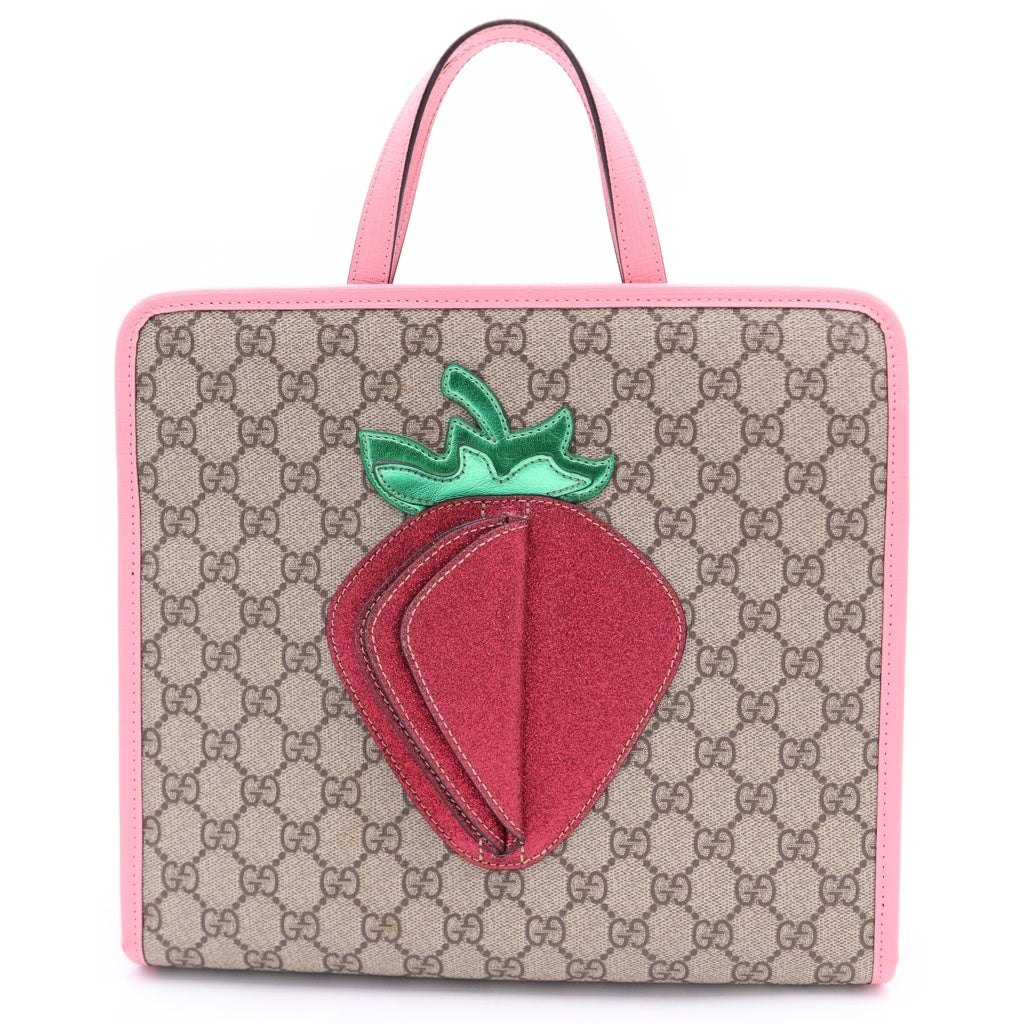GUCCI(グッチ) GG Supreme 3D Strawberry Hand Bag GGスプリーム ストロベリー ハンドバッグ ベージュ 630589 レディース
