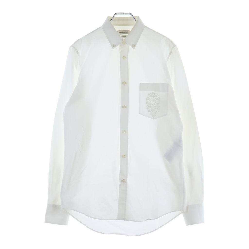 Alexander McQueen(アレキサンダーマックイーン) Skull Shirt スカル刺繍 長袖シャツ ホワイト 575274 QNN66