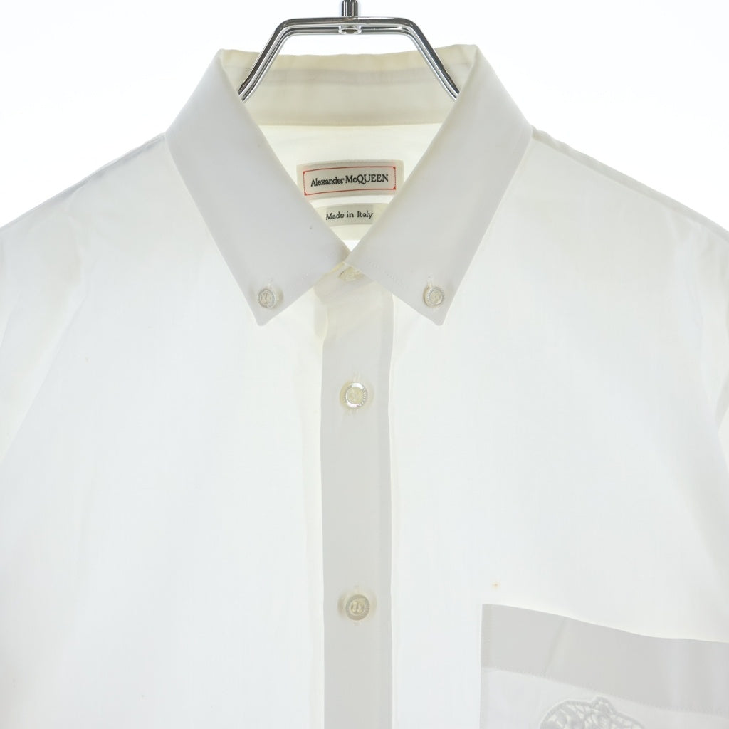 Alexander McQueen(アレキサンダーマックイーン) Skull Shirt スカル刺繍 長袖シャツ ホワイト 575274 QNN66