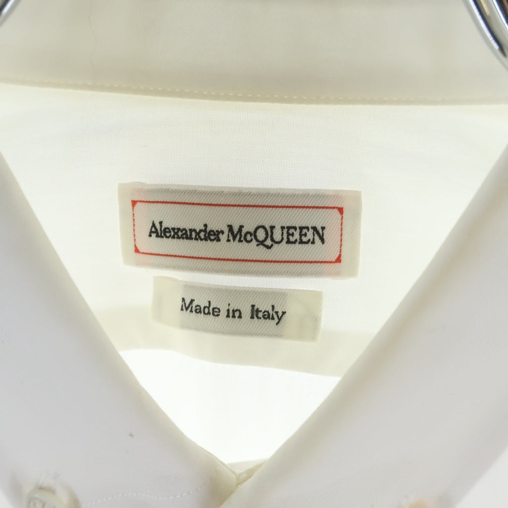 Alexander McQueen(アレキサンダーマックイーン) Skull Shirt スカル刺繍 長袖シャツ ホワイト 575274 QNN66