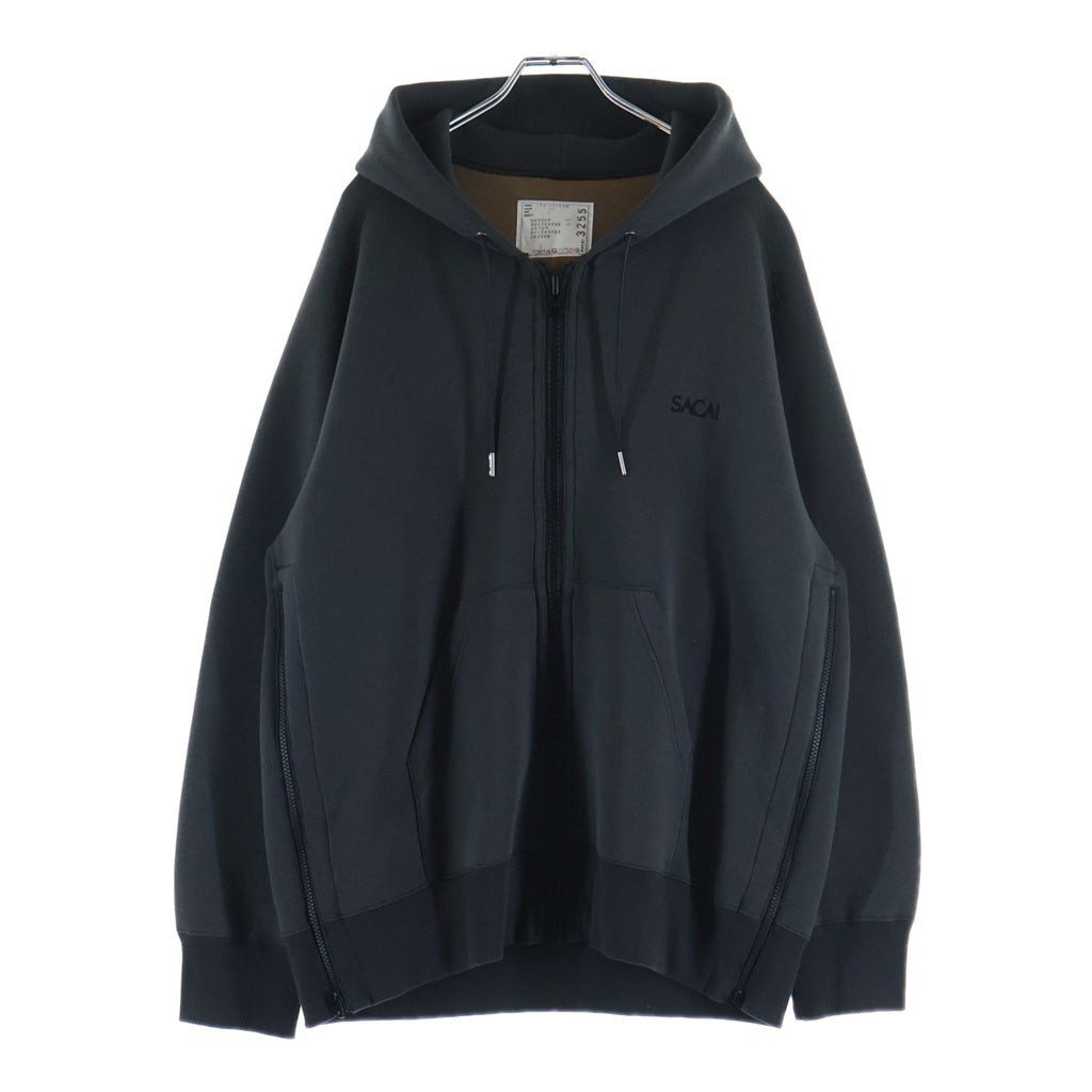 Sacai(サカイ) Sponge Sweat Hoodie ロゴ刺繍 ジップアップスポンジパーカー フーディー グレー 23-03255M
