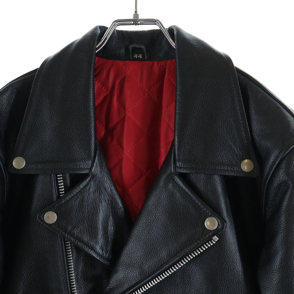 NO BRAND(ノーブランド) GENUINE LEATHER JACKET 裏地キルティング ジェニュインレザー ダブルライダースジャケット ブラック