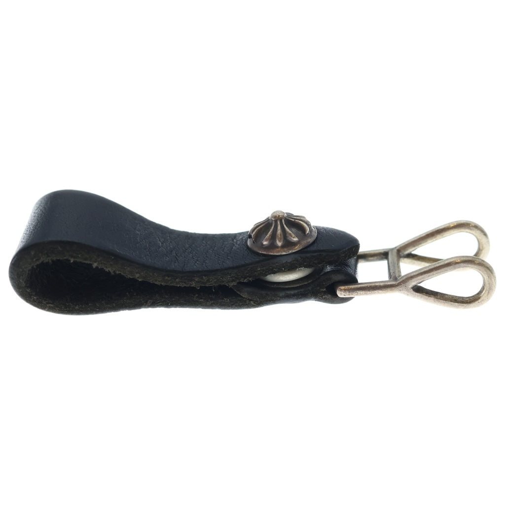 CHROME HEARTS(クロムハーツ) BELT LOOP クロスボールボタンレザーベルトループ シルバー/ブラック BCA397