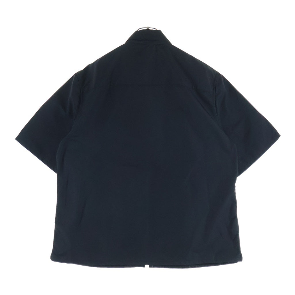 CHROME HEARTS(クロムハーツ) Y NOT Carpenter Leather Pocket Nylon Zip S/S Shirt ワイノット カーペンター レザーポケットナイロンジップアップ 半袖シャツ ブラック