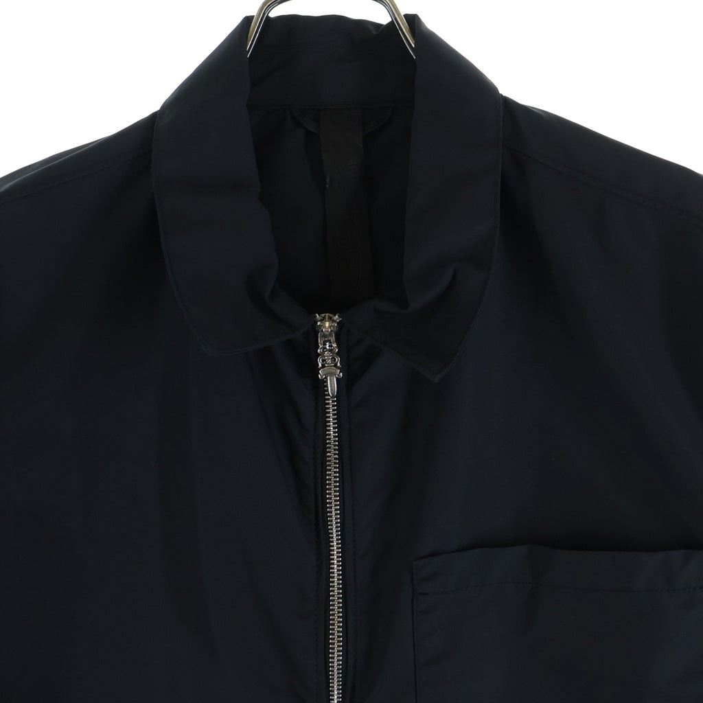 CHROME HEARTS(クロムハーツ) Y NOT Carpenter Leather Pocket Nylon Zip S/S Shirt ワイノット カーペンター レザーポケットナイロンジップアップ 半袖シャツ ブラック