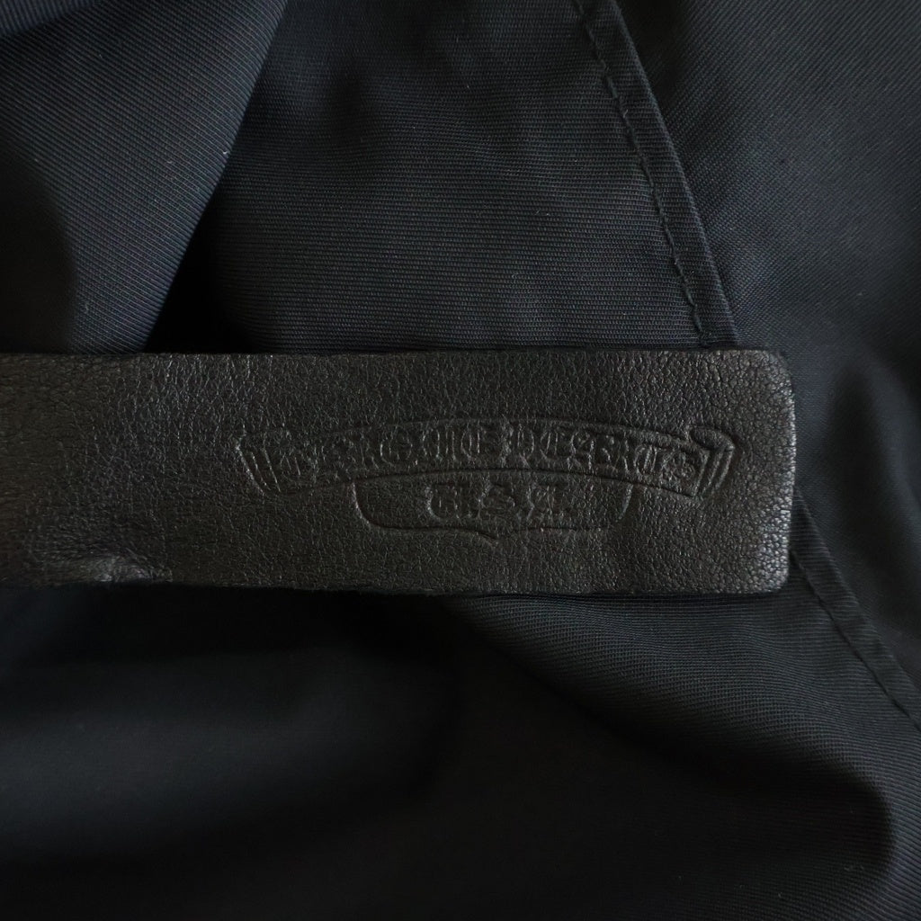 CHROME HEARTS(クロムハーツ) Y NOT Carpenter Leather Pocket Nylon Zip S/S Shirt ワイノット カーペンター レザーポケットナイロンジップアップ 半袖シャツ ブラック