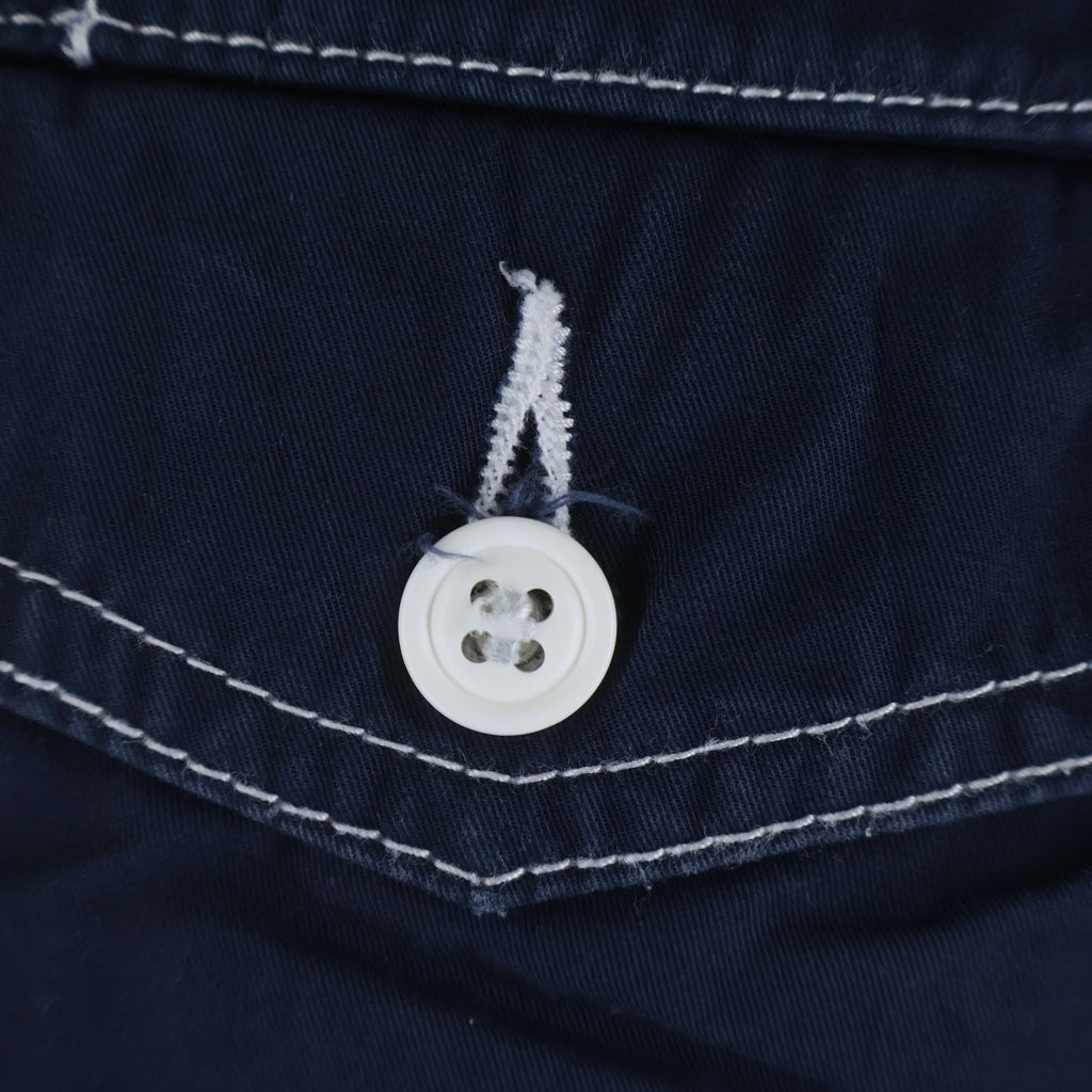 COMME des GARCONS HOMME PLUS(コムデギャルソンオムプリュス) 12SS ホワイトステッチデザイン 裾折り返し 7分丈 パンツ ネイビー PI-P071 PI-P071