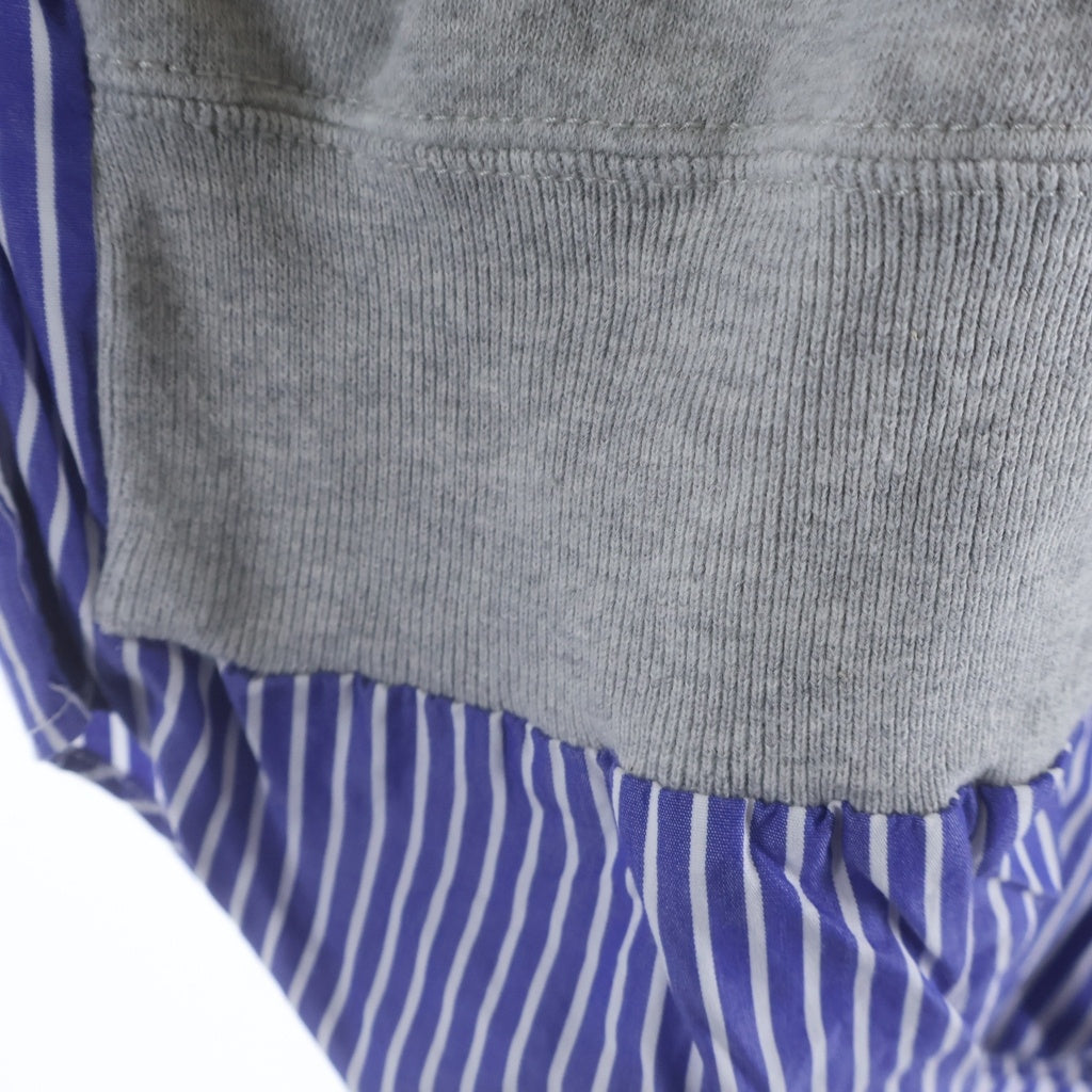 COMME des GARCONS HOMME PLUS(コムデギャルソンオムプリュス) 09AW Zip Up Sweat Docking Shirt スウェット フーディ ストライプ 長袖シャツ ブルー/グレー PD-B031