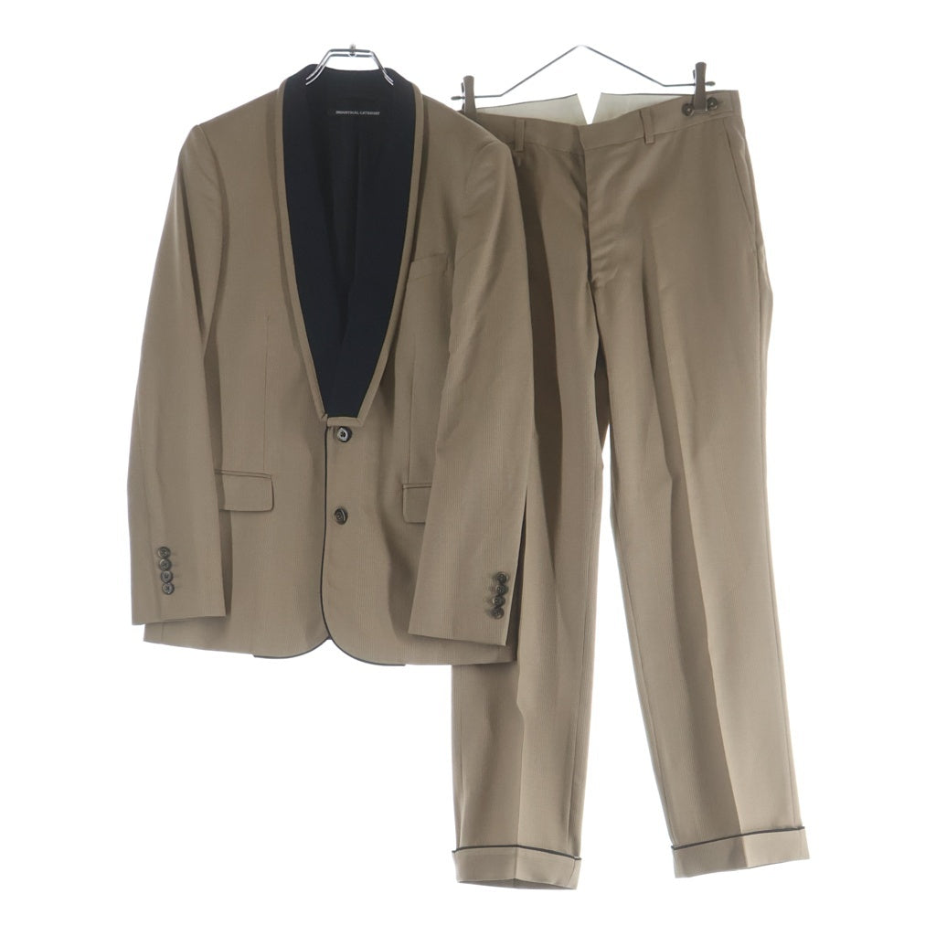 NO BRAND(ノーブランド) INDUSTRIAL CATEGORY Tailored Jacket Pants インダストリアルカテゴリー シルク テーラードジャケット テーパードパンツ セットアップ ベージュ