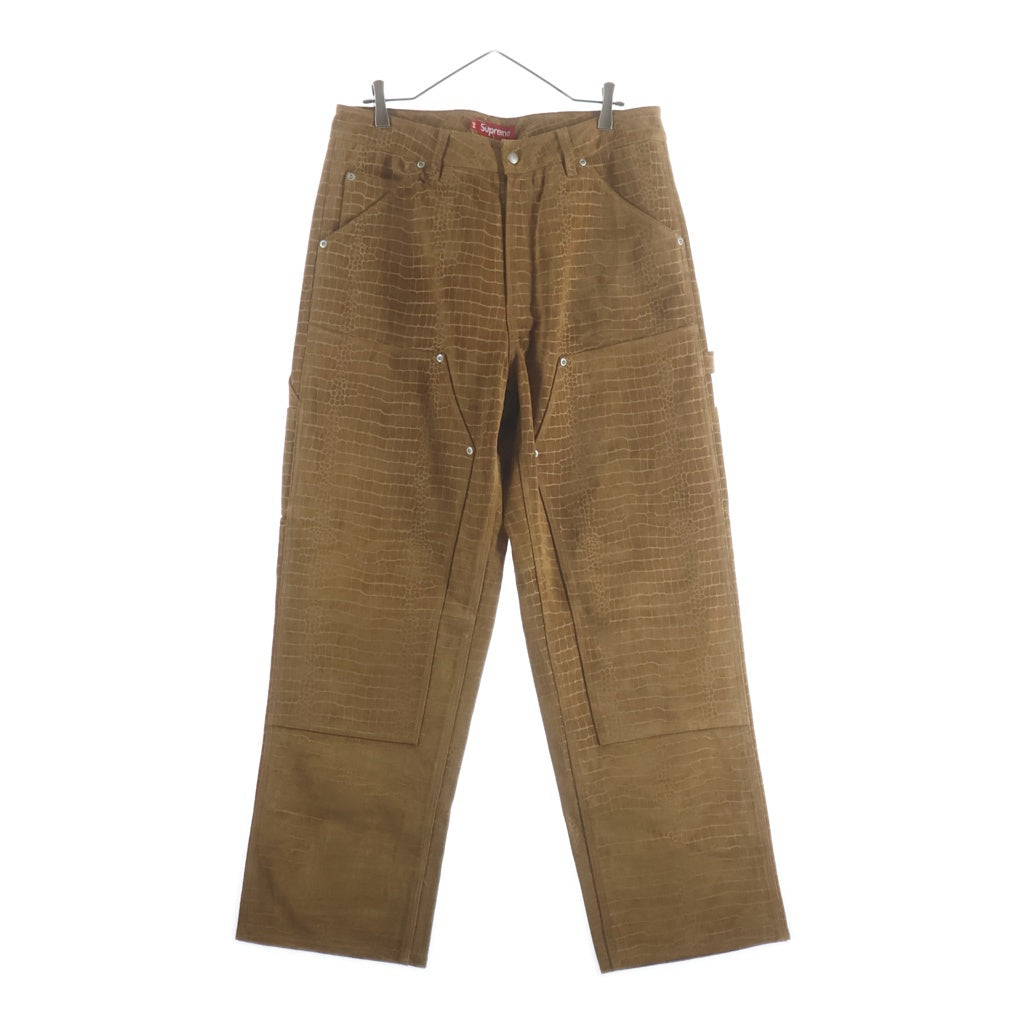 SUPREME(シュプリーム) 24AW Suede Double Knee Painter Pant Croc スウェードレザー クロコ柄 ダブルニーペインターパンツ ベージュ