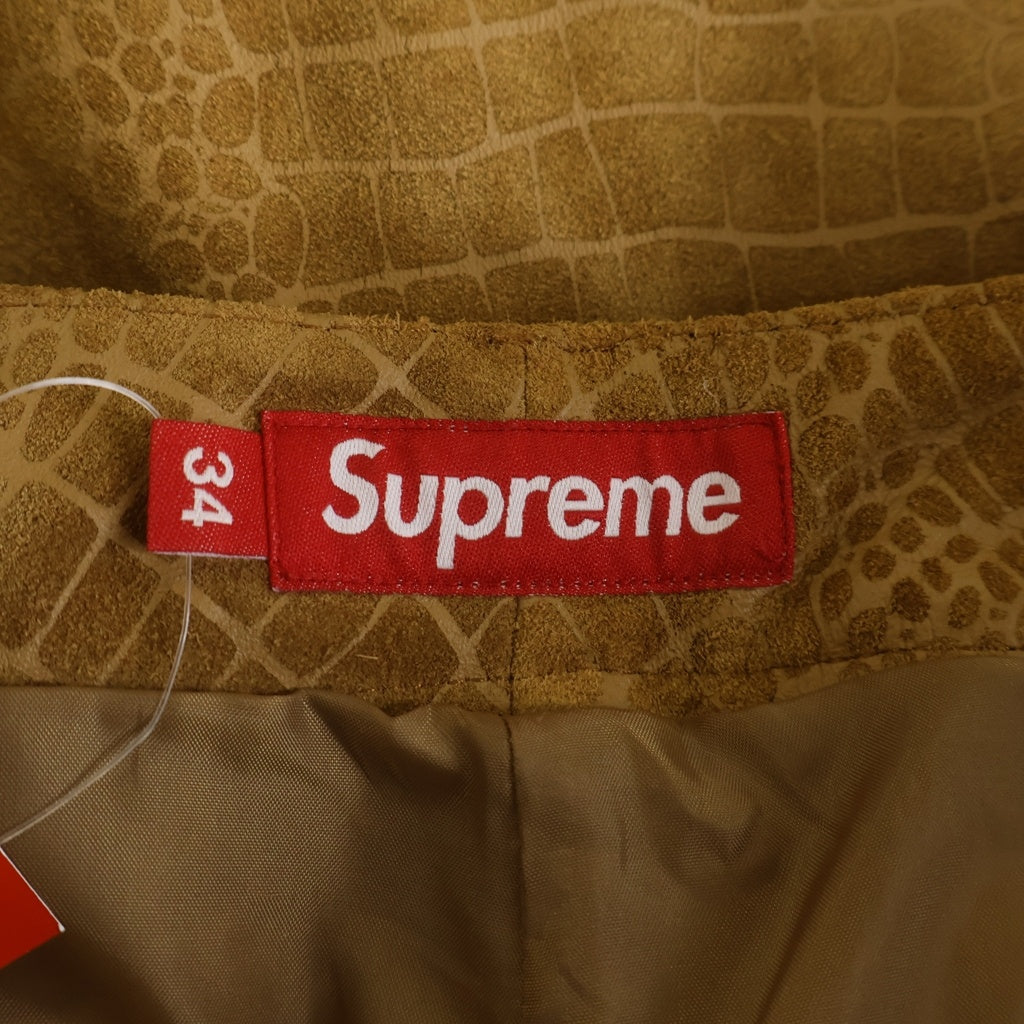 SUPREME(シュプリーム) 24AW Suede Double Knee Painter Pant Croc スウェードレザー クロコ柄 ダブルニーペインターパンツ ベージュ