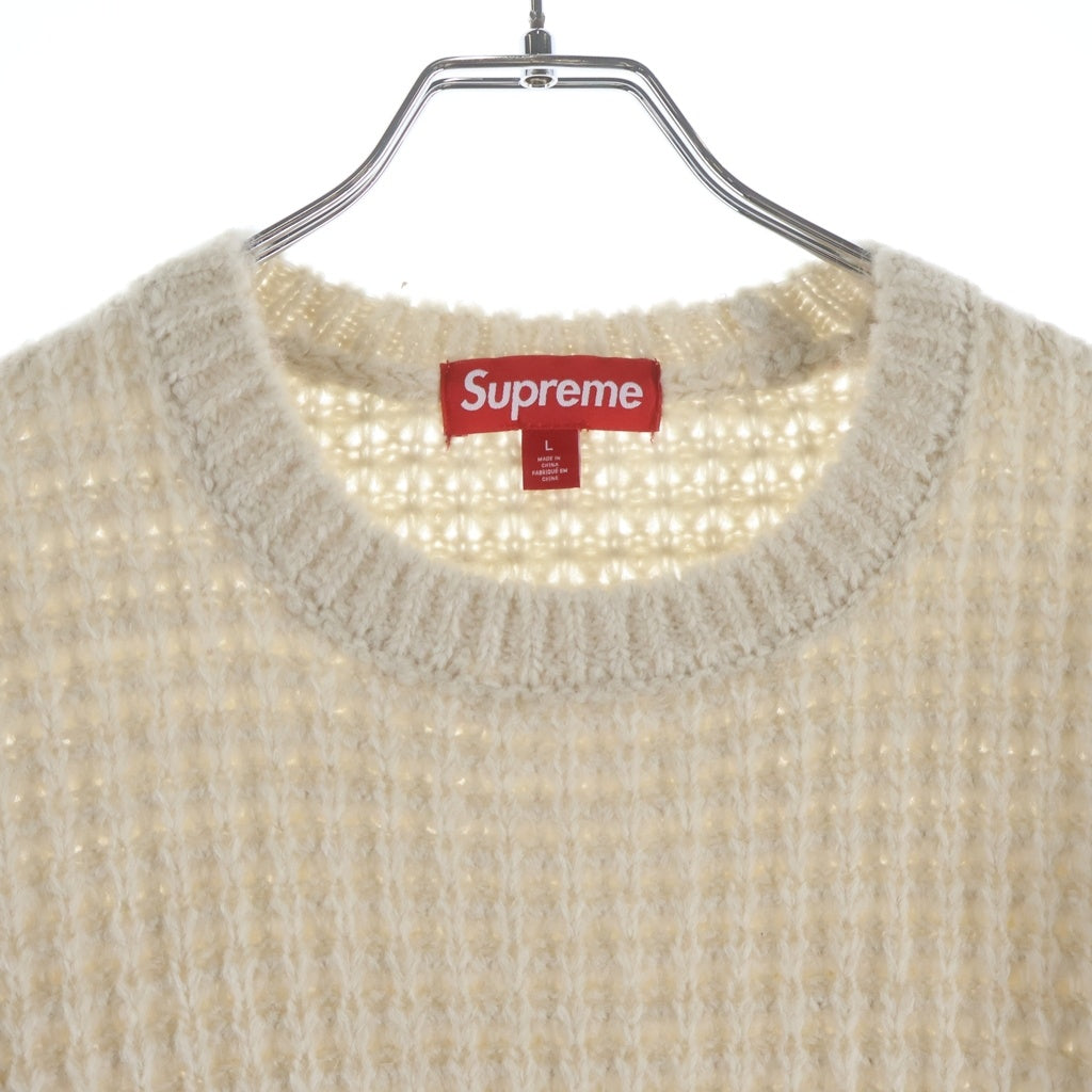 SUPREME(シュプリーム) 25AW Small Box Waffle Sweater スモールボックスロゴ クルーネックワッフルニットセーター ナチュラル アイボリー