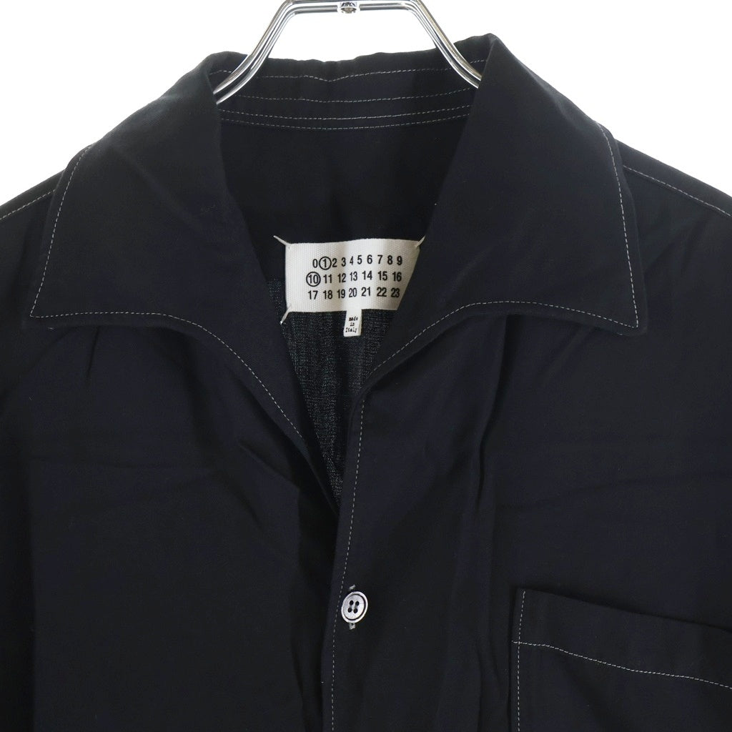 Maison Margiela(メゾンマルジェラ) 23SS Rayon Twill Shirt レーヨン オープンカラーシャツ 半袖開襟シャツ ブラック S50DR0003