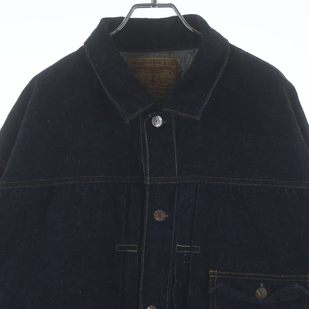 READY MADE(レディメイド) 23AW DENIM JACKET ヴィンテージ加工 デニムジャケット Gジャン インディゴ RE-CO-BL-00-00-241