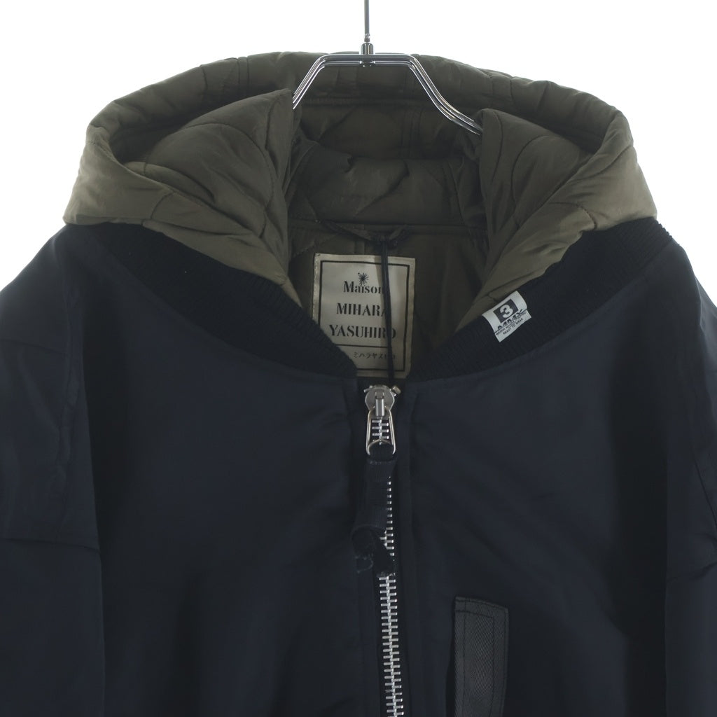 MAISON MIHARAYASUHIRO(メゾンミハラヤスヒロ) HOODED BOMBER JACKET キルティング フード付き ボンバージャケット MA-1 ブラック A15BL062