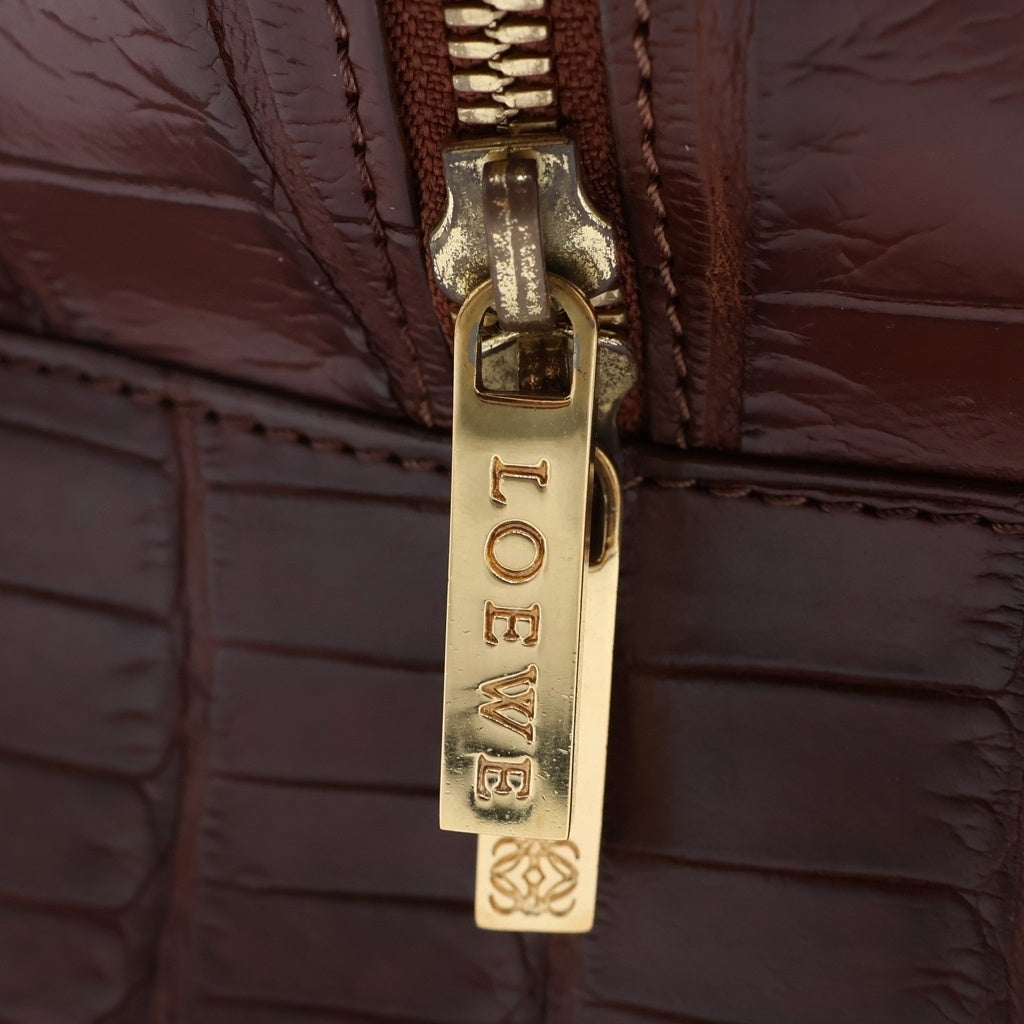 LOEWE(ロエベ) アマソナ クロコレザー ハンドバッグ ブラウン レディース