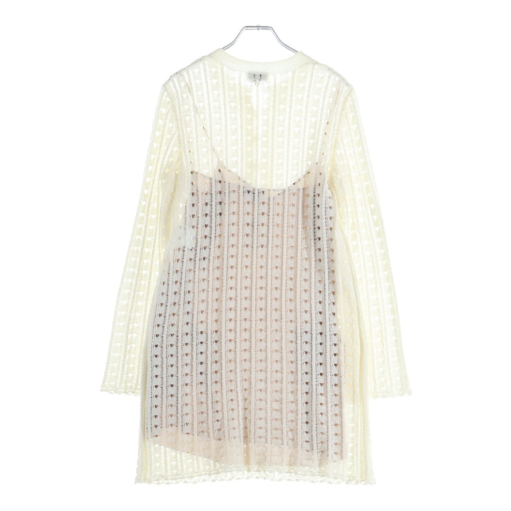 CHANEL(シャネル) White Cotton Knitted Half Button-Up Dress With Slip P75431 レイヤードココマークボタン スリップドレス ホワイト レディース