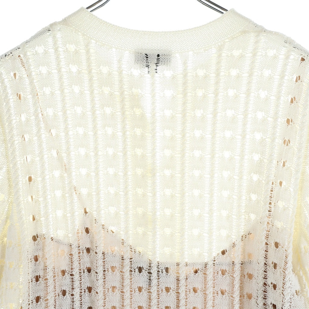 CHANEL(シャネル) White Cotton Knitted Half Button-Up Dress With Slip P75431 レイヤードココマークボタン スリップドレス ホワイト レディース