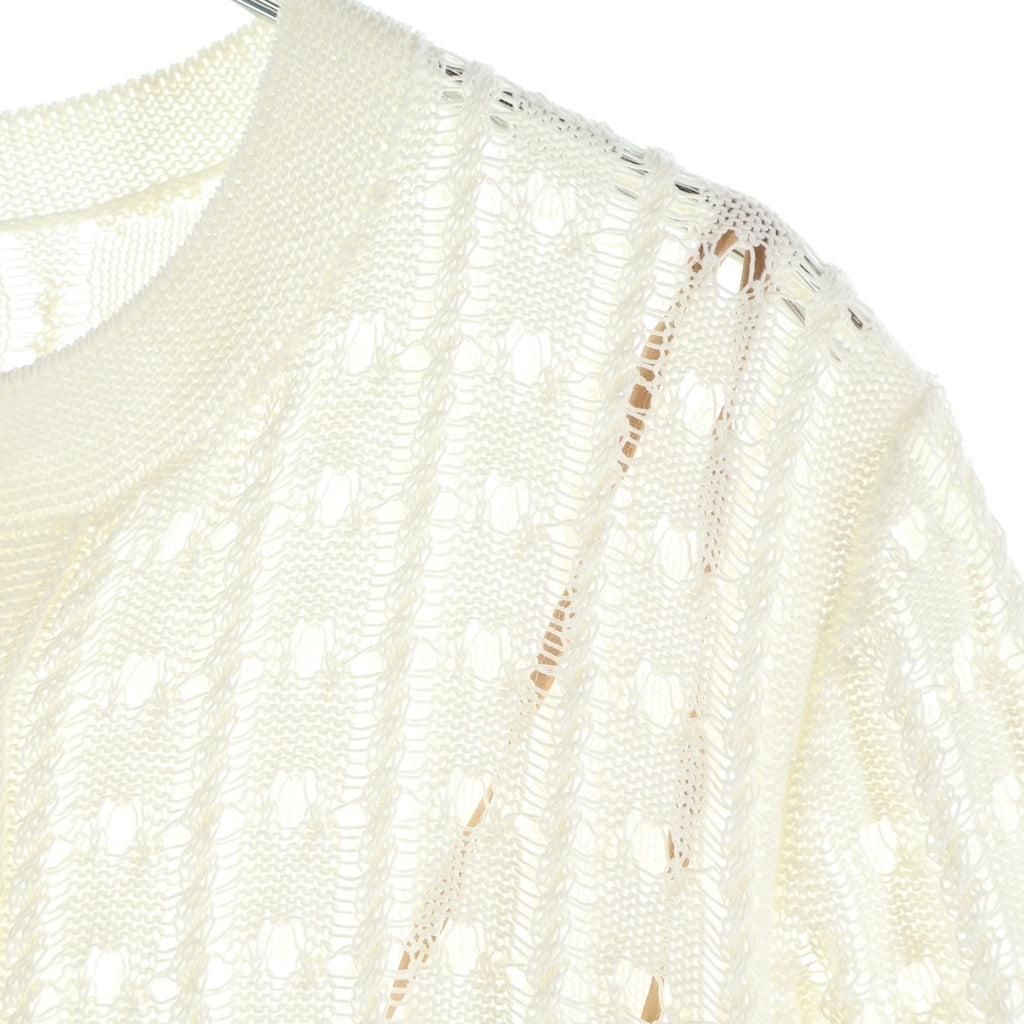 CHANEL(シャネル) White Cotton Knitted Half Button-Up Dress With Slip P75431 レイヤードココマークボタン スリップドレス ホワイト レディース
