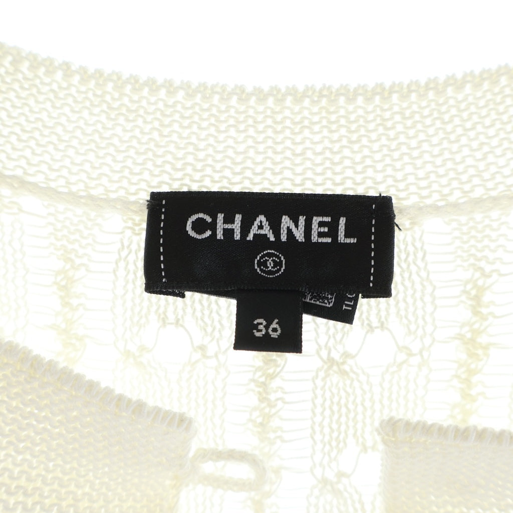CHANEL(シャネル) White Cotton Knitted Half Button-Up Dress With Slip P75431 レイヤードココマークボタン スリップドレス ホワイト レディース