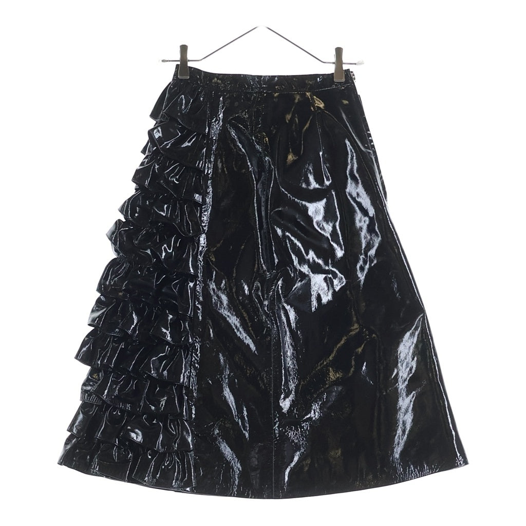 CHRISTOPHER KANE(クリストファーケイン) LEATHER RUFFLE SKIRT PATENT 520322 パテントレザー フリルスカート レディース ブラック
