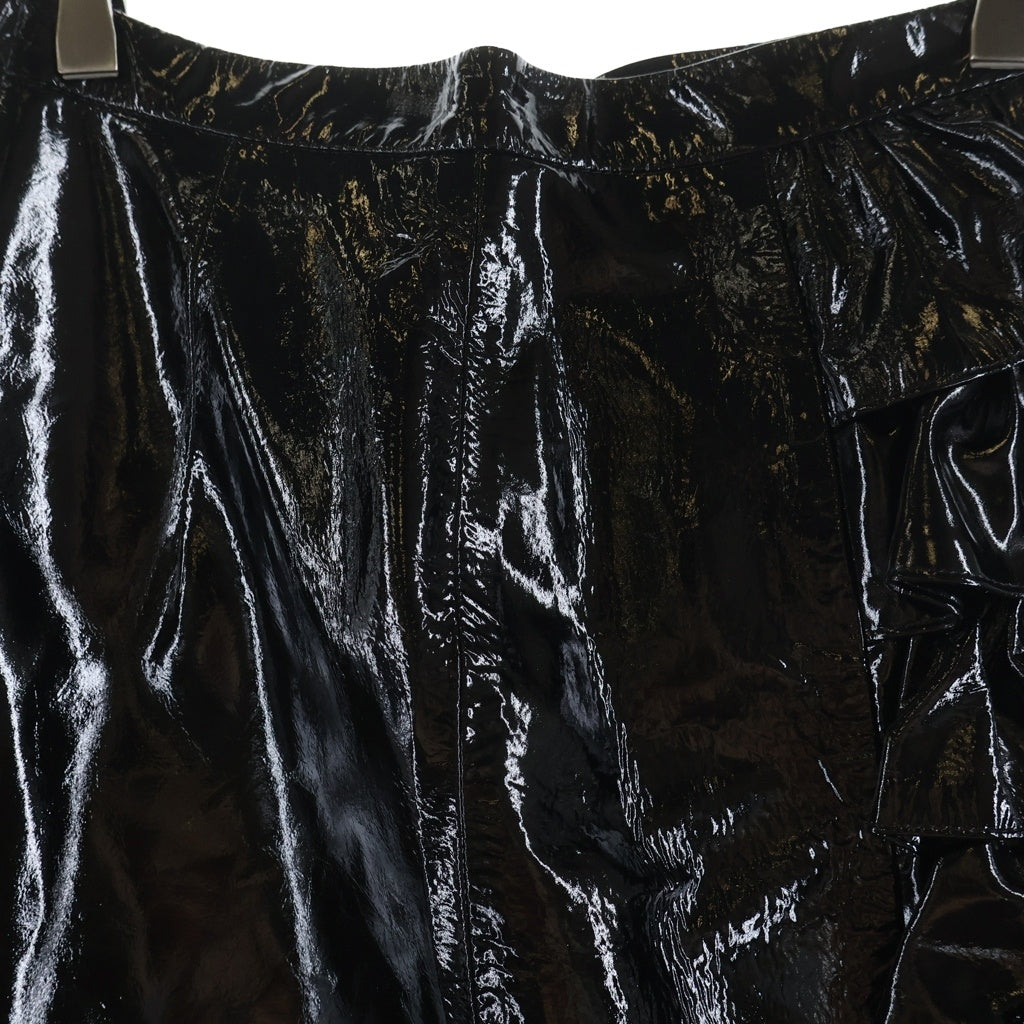CHRISTOPHER KANE(クリストファーケイン) LEATHER RUFFLE SKIRT PATENT 520322 パテントレザー フリルスカート レディース ブラック