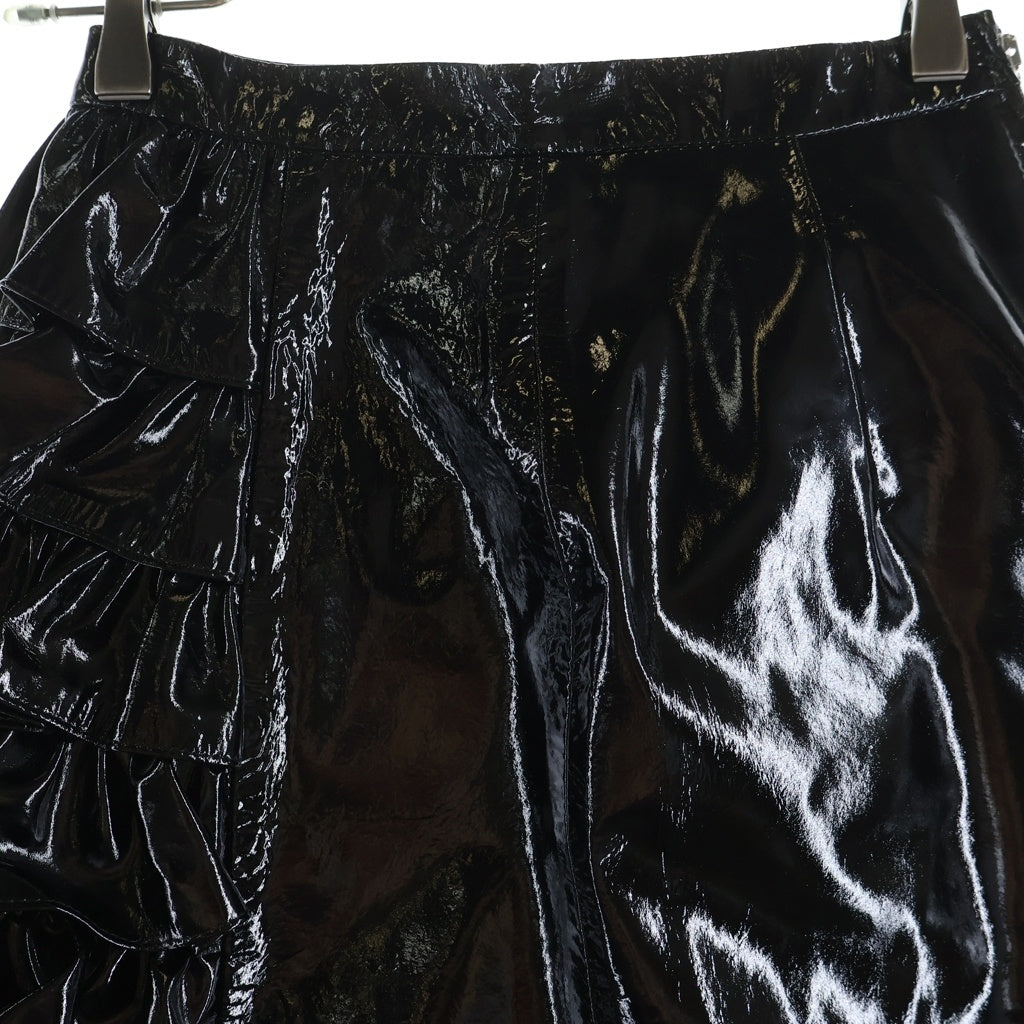 CHRISTOPHER KANE(クリストファーケイン) LEATHER RUFFLE SKIRT PATENT 520322 パテントレザー フリルスカート レディース ブラック