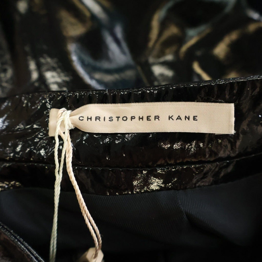 CHRISTOPHER KANE(クリストファーケイン) LEATHER RUFFLE SKIRT PATENT 520322 パテントレザー フリルスカート レディース ブラック