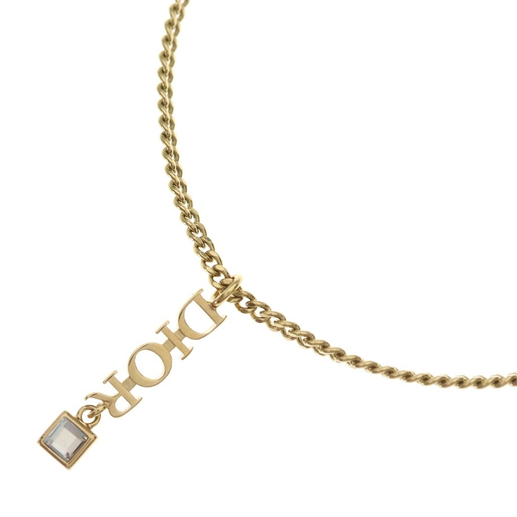 DIOR(ディオール) ロゴモチーフ ラインストーンネックレス ゴールド レディース