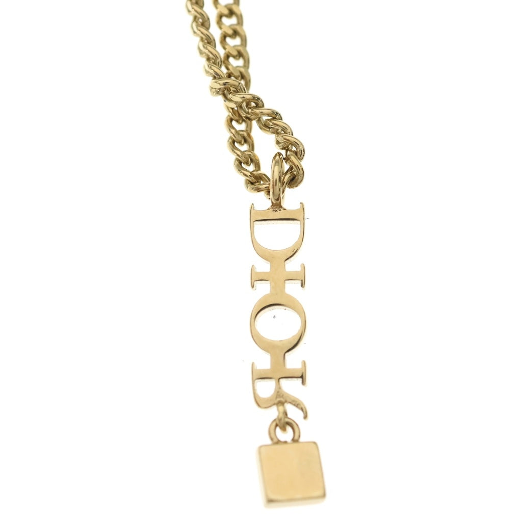 DIOR(ディオール) ロゴモチーフ ラインストーンネックレス ゴールド レディース