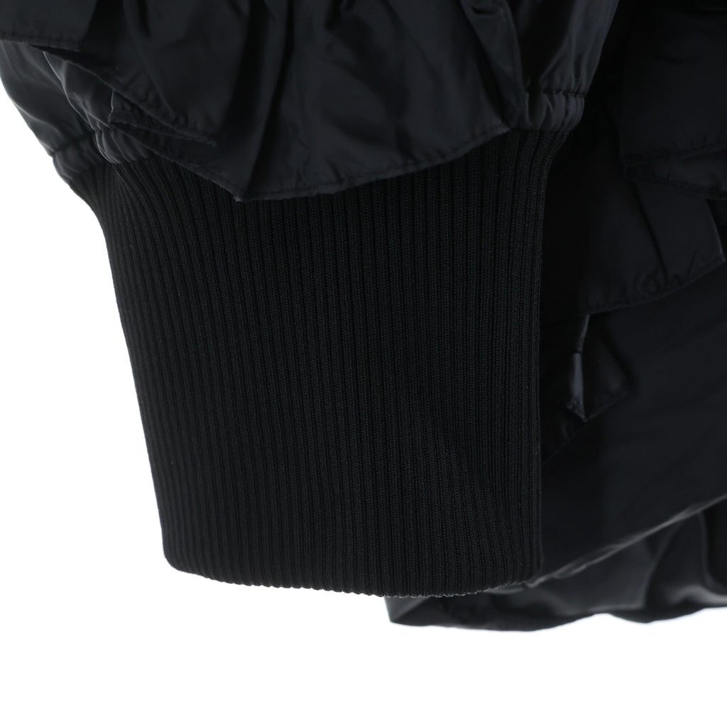 VALENTINO(ヴァレンティノ) SPA HEART JACKET QBCCN00K1LU フローラルハートフリル 中綿ジップアップジャケット ブラック レディース